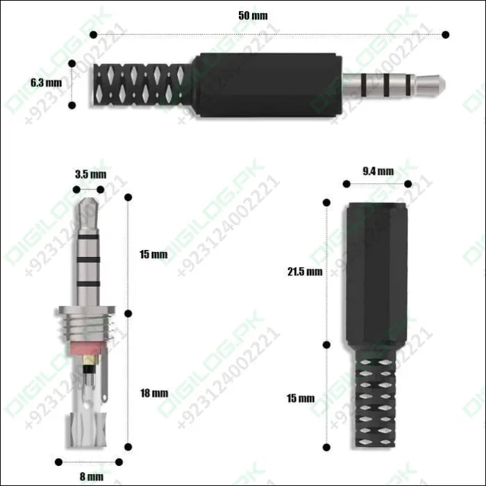 Trrs Male Plug 4 Pole 1/8’ 3.5mm Solder Type Diy Audio Cable Connector For Headphones Headset