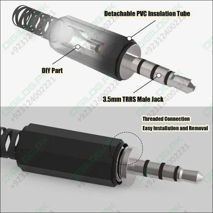 Trrs Male Plug 4 Pole 1/8’ 3.5mm Solder Type Diy Audio Cable Connector For Headphones Headset