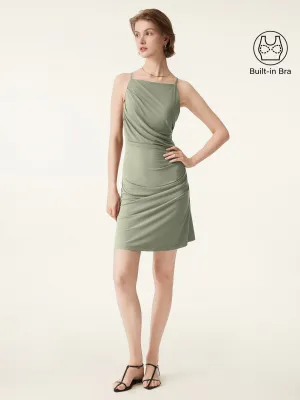 Tucked Mini Brami Dress with Adjustable Straps