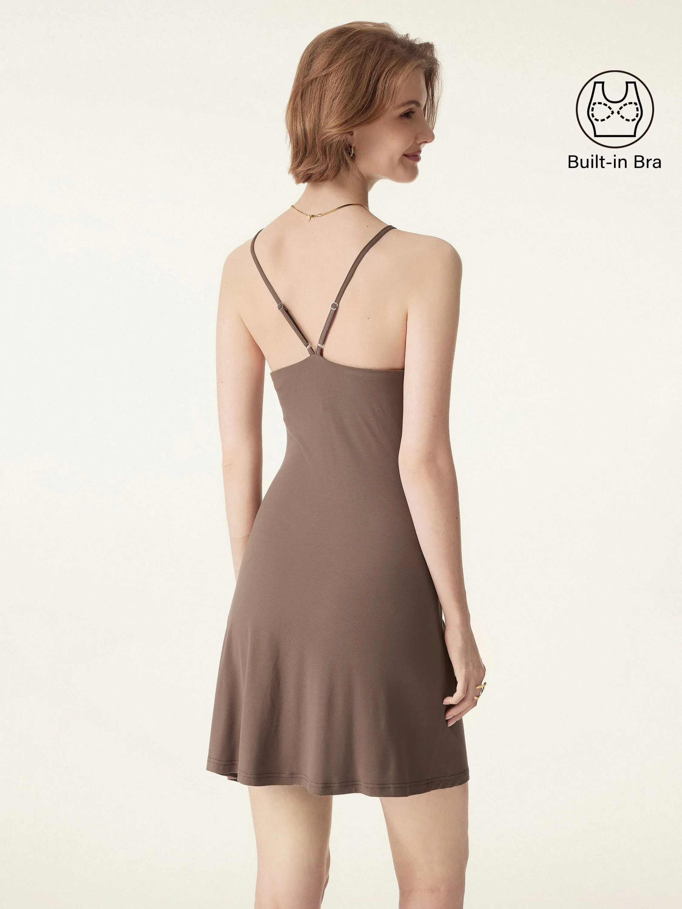 Tucked Mini Brami Dress with Adjustable Straps