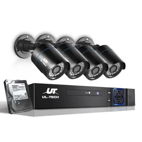 UL-Tech 1080P HD 4-Channel Security Camera System with 2TB Storage and 4 Cameras