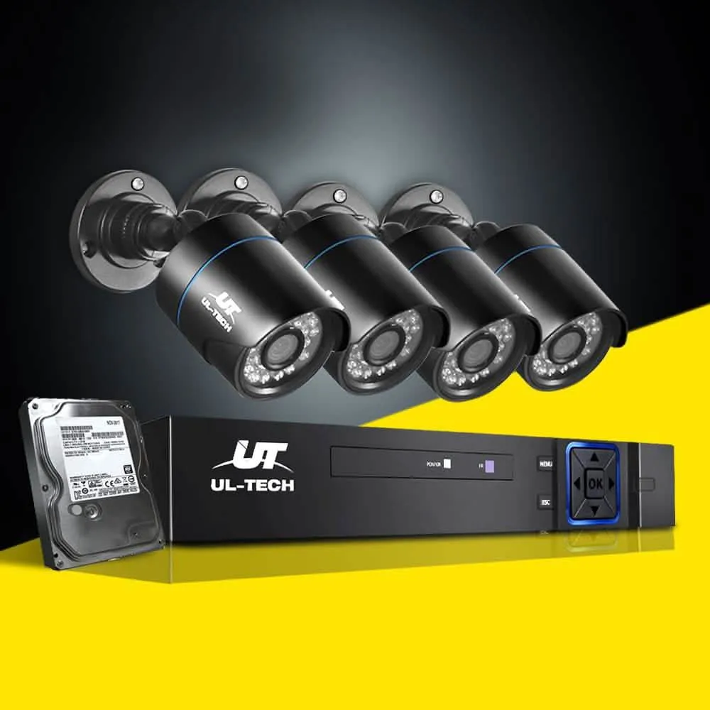 UL-Tech 1080P HD 4-Channel Security Camera System with 2TB Storage and 4 Cameras