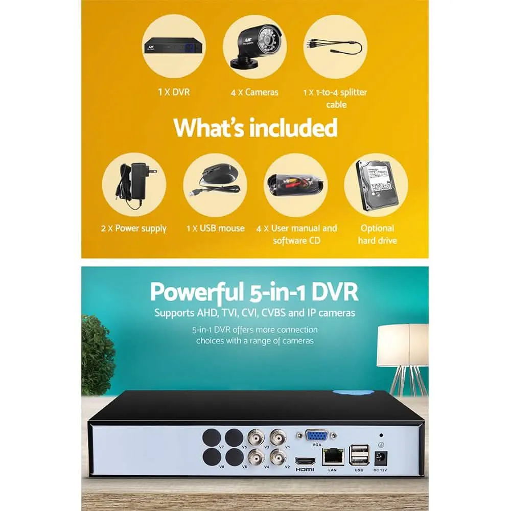 UL-Tech 1080P HD 4-Channel Security Camera System with 2TB Storage and 4 Cameras