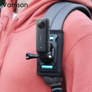 Vamson for Insta360 X3 Accessories 360 Degree Rotary Backpack Clip Clamp Mount