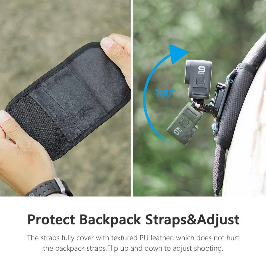Vamson for Insta360 X3 Accessories 360 Degree Rotary Backpack Clip Clamp Mount