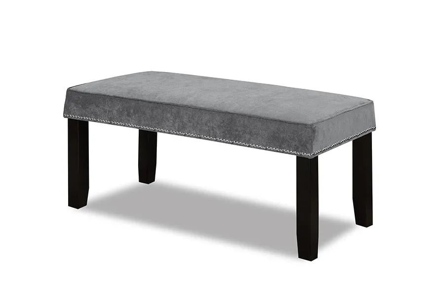 Velvet-Style Fabric Accessory with Wooden Legs and Nail Head Trim