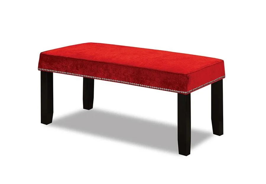 Velvet-Style Fabric Accessory with Wooden Legs and Nail Head Trim