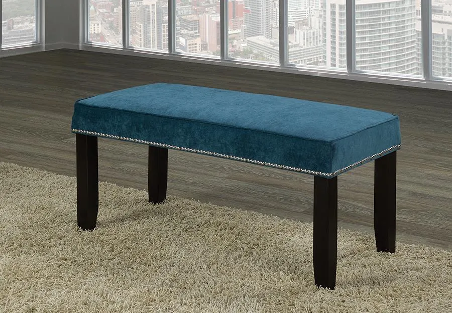Velvet-Style Fabric Accessory with Wooden Legs and Nail Head Trim