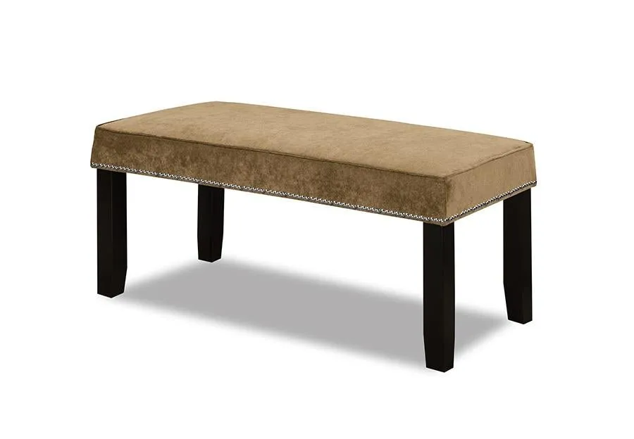 Velvet-Style Fabric Accessory with Wooden Legs and Nail Head Trim