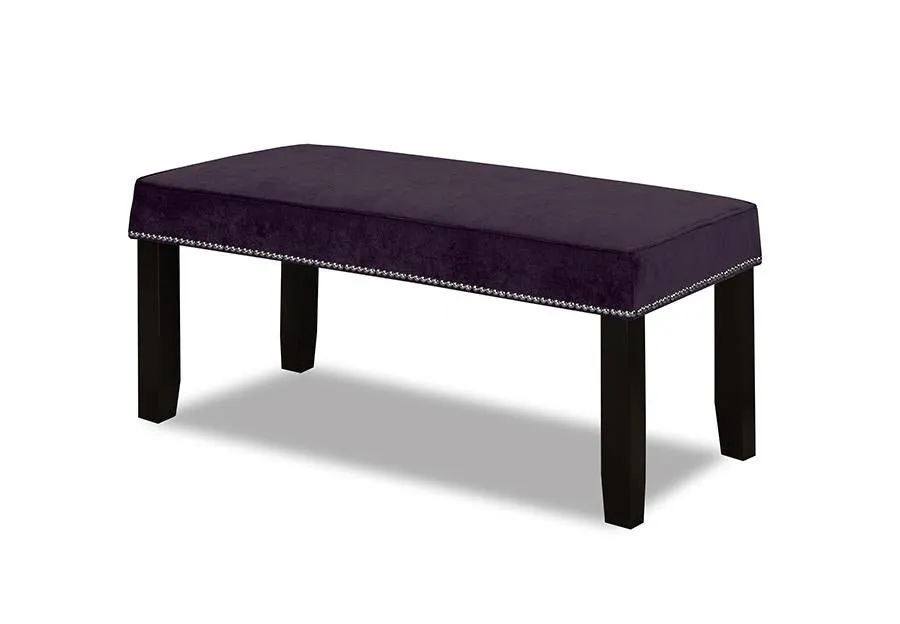 Velvet-Style Fabric Accessory with Wooden Legs and Nail Head Trim