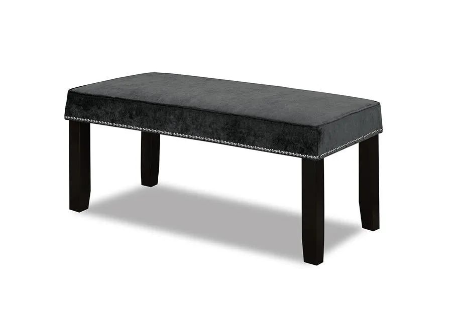 Velvet-Style Fabric Accessory with Wooden Legs and Nail Head Trim