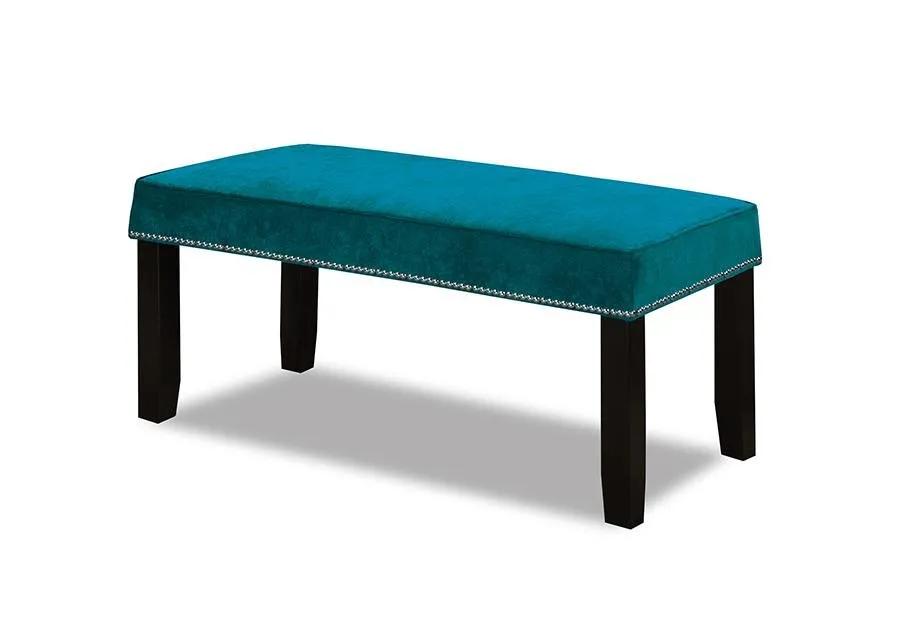 Velvet-Style Fabric Accessory with Wooden Legs and Nail Head Trim