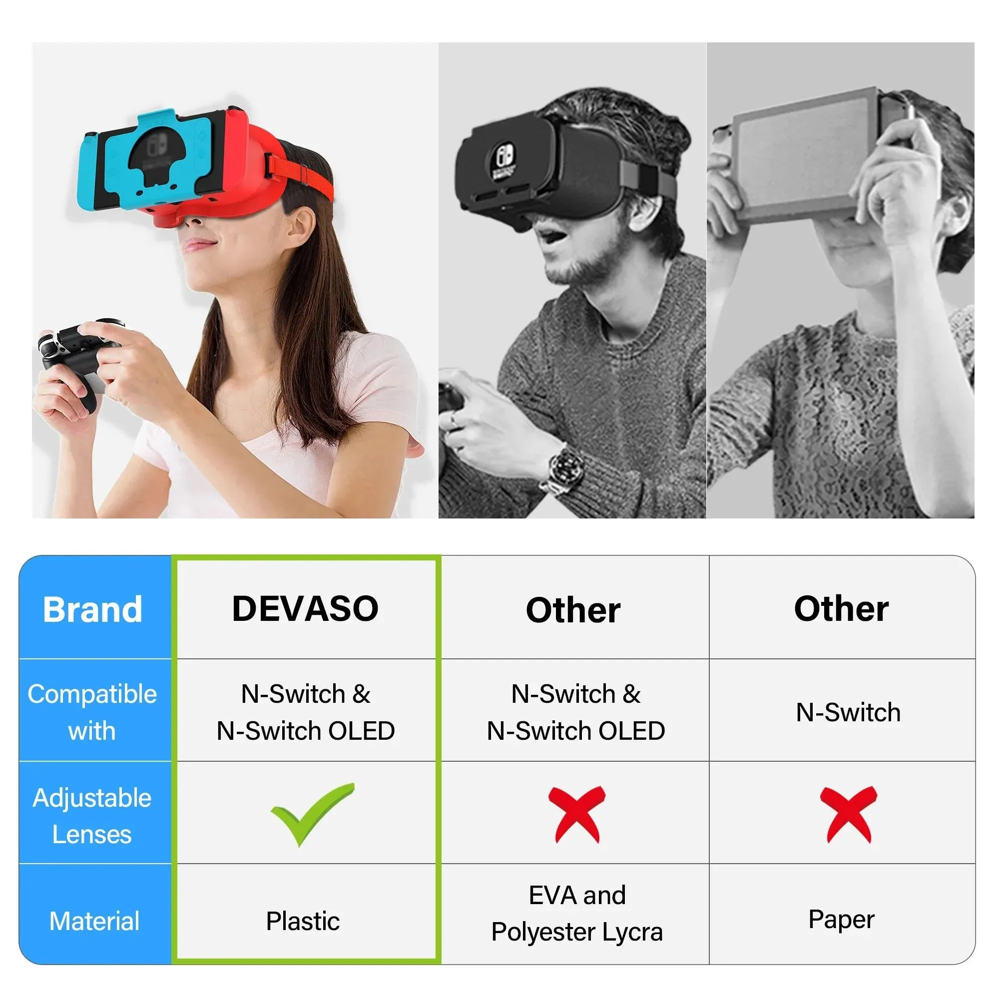 VR Glasses for Nintendo Switch OLED 3D Glasses Virtual Reality Movies for Switch Game Headset Adjustable Big Lens VR Glasses