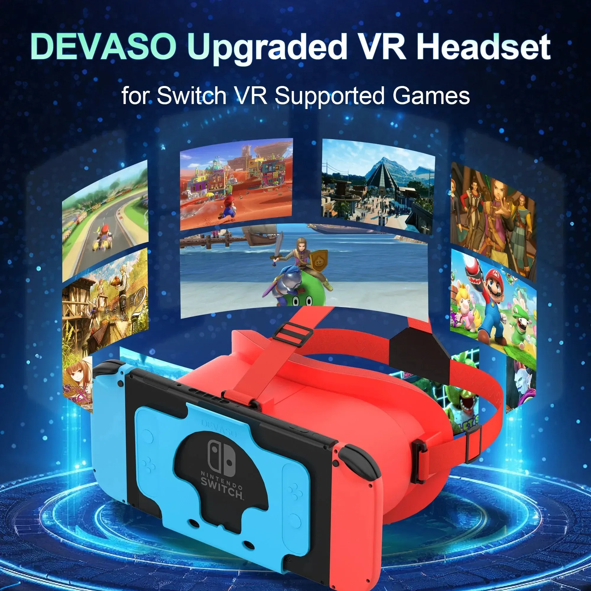 VR Glasses for Nintendo Switch OLED 3D Glasses Virtual Reality Movies for Switch Game Headset Adjustable Big Lens VR Glasses