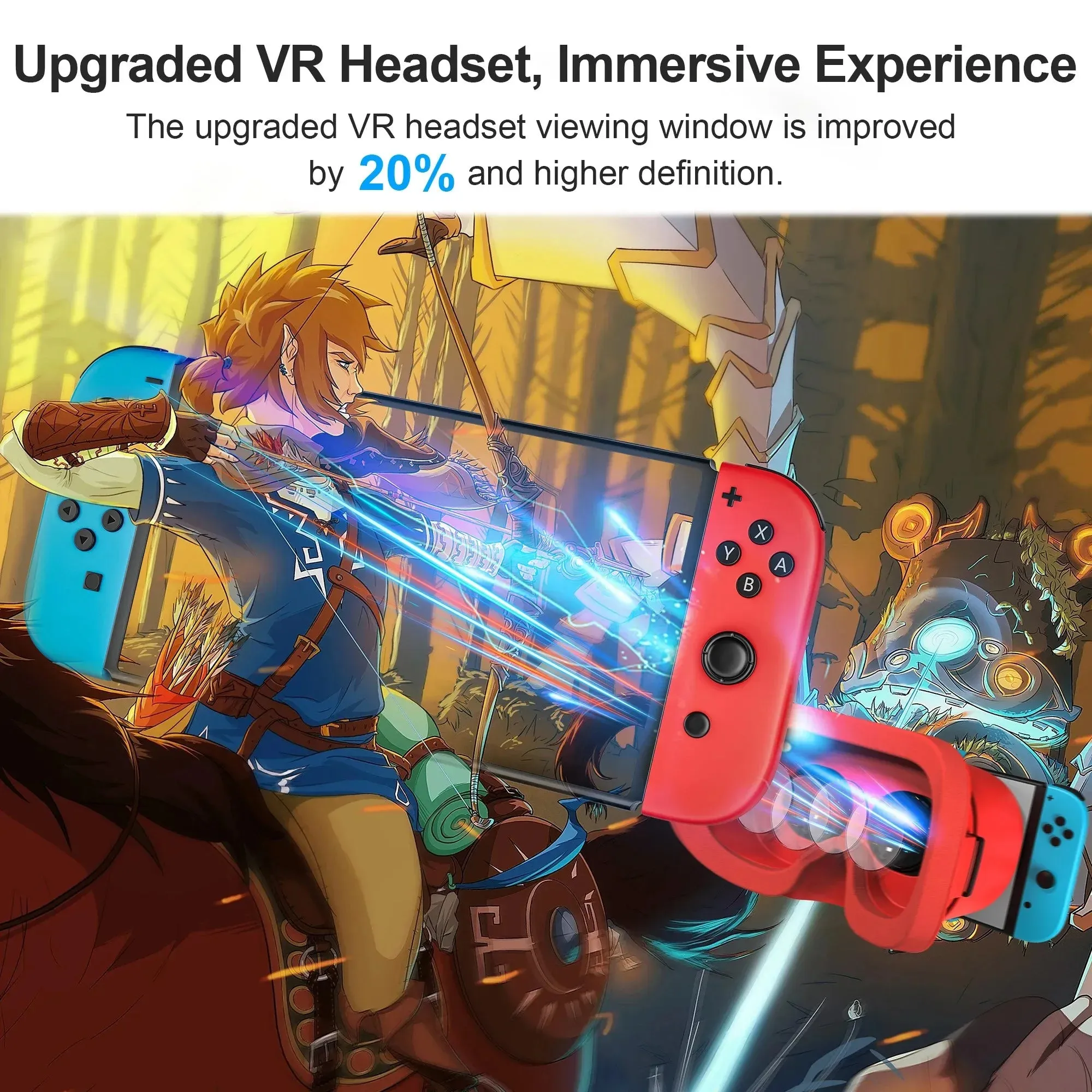 VR Glasses for Nintendo Switch OLED 3D Glasses Virtual Reality Movies for Switch Game Headset Adjustable Big Lens VR Glasses