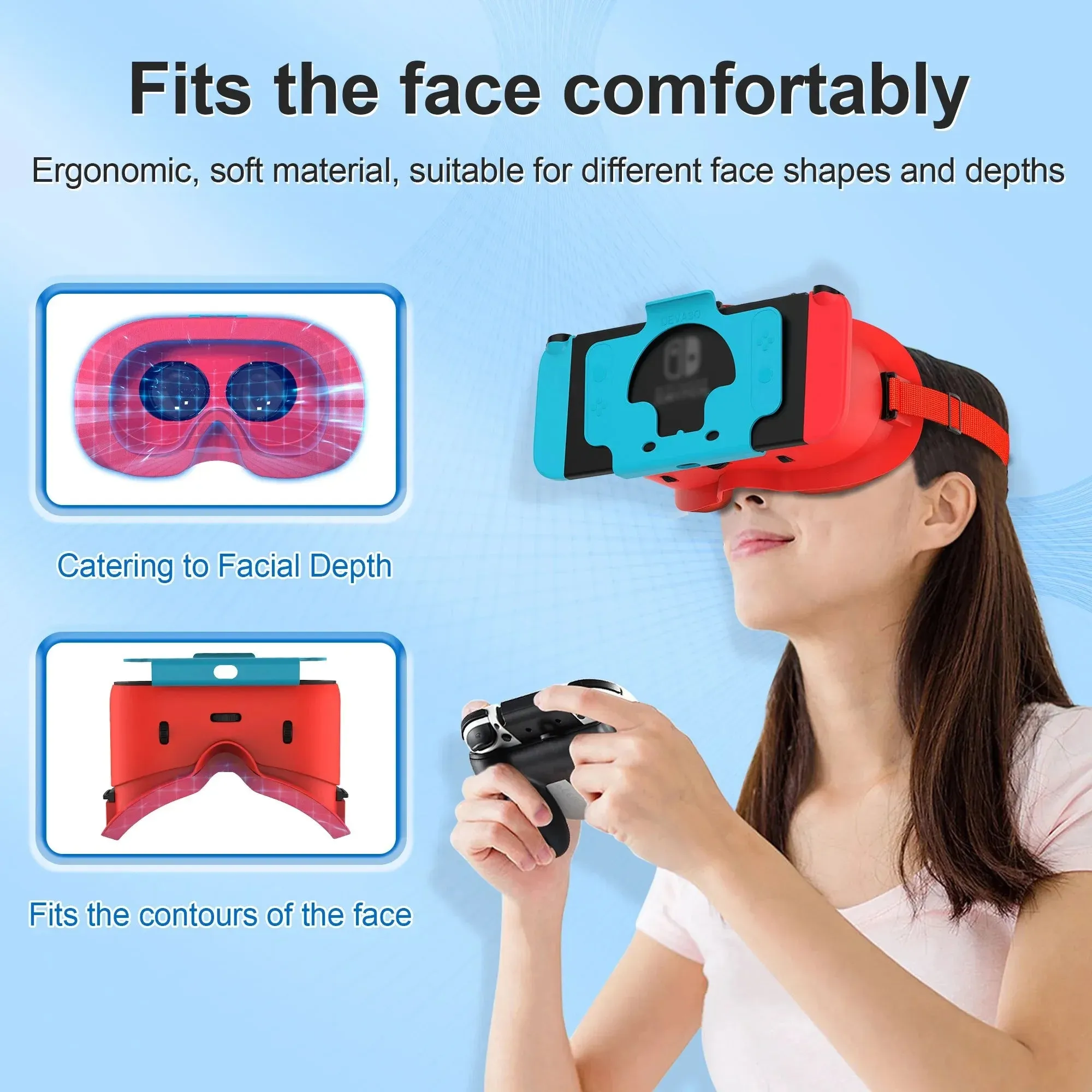 VR Glasses for Nintendo Switch OLED 3D Glasses Virtual Reality Movies for Switch Game Headset Adjustable Big Lens VR Glasses