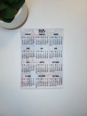Year At A Glance Calendar Sticker Rustic and Flowers Design